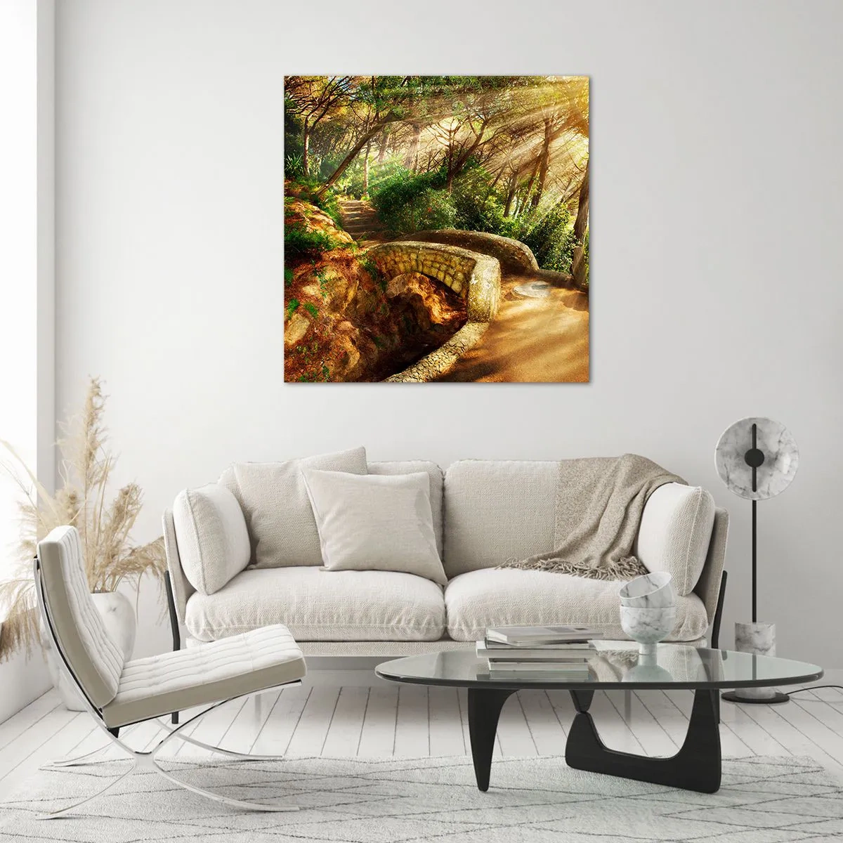 Glasbild - Bild auf glas - Direkt von der Brücke in den Märchenwald - 40x40 cm