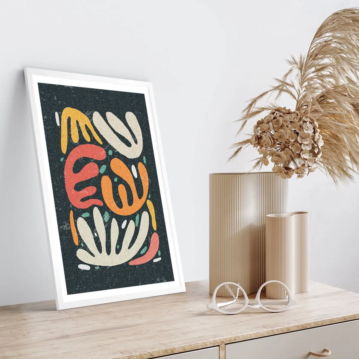 Poster in einem weißen Rahmen - Komposition – Ich erwische dich gleich - 70x100 cm