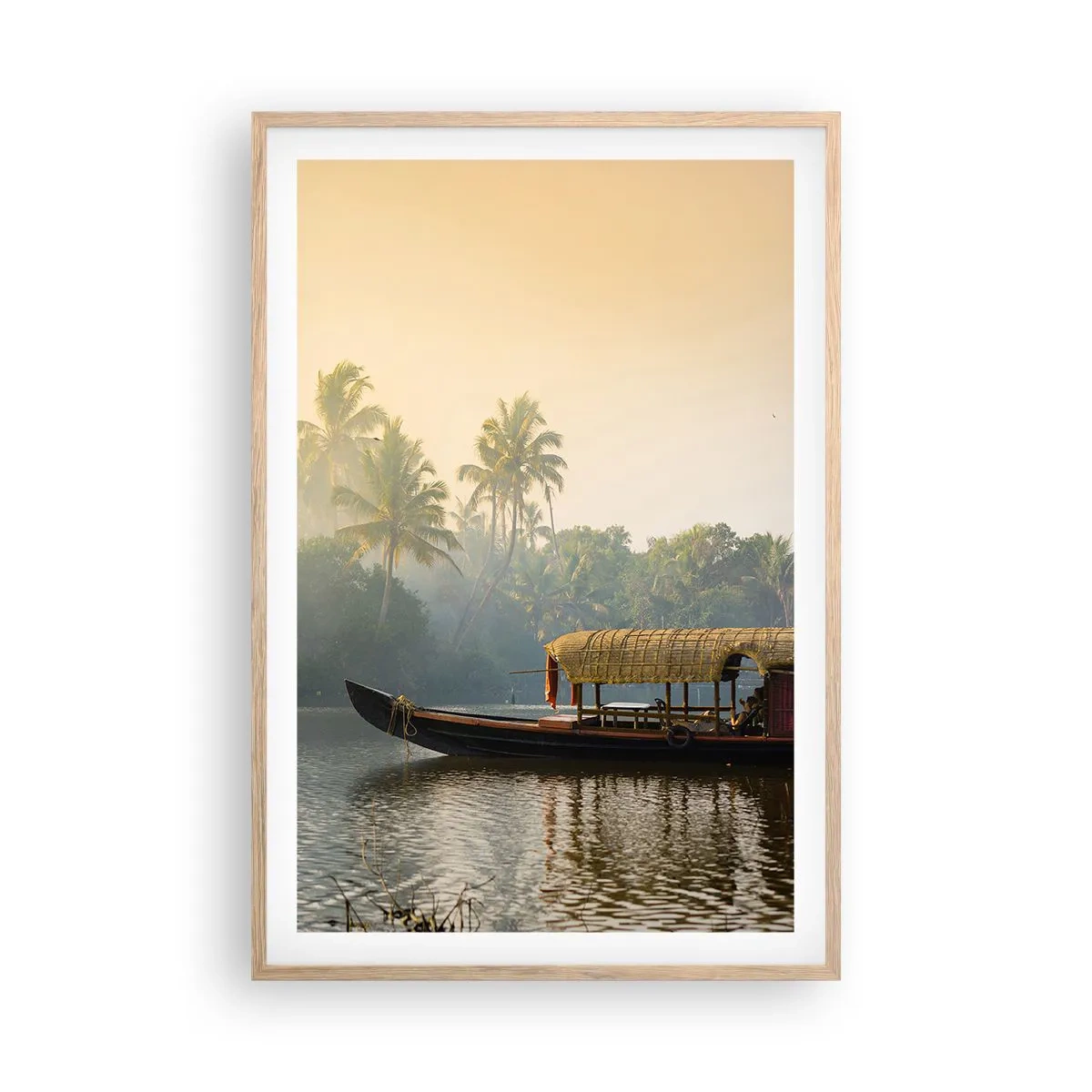 Poster in einem Rahmen aus heller Eiche - Haus am Fluss - 61x91 cm