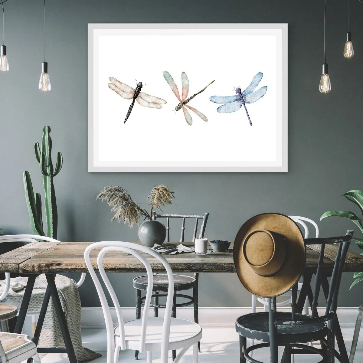 Poster in einem weißen Rahmen - Schwerelose Libellen - 40x30 cm