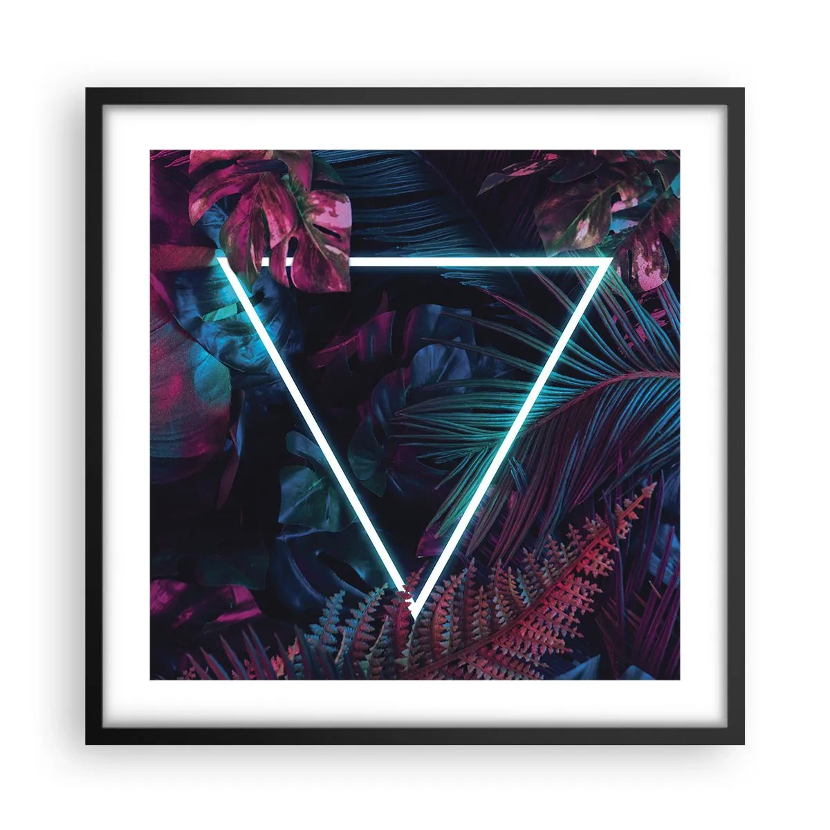 Poster in einem schwarzem Rahmen - Garten im Disco-Stil - 50x50 cm