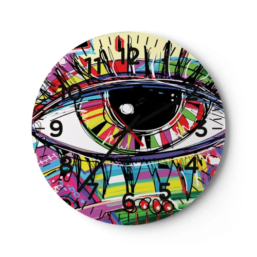 Wanduhr - Glasuhr - Buntes Auge - bunte Seele - 30x30 cm