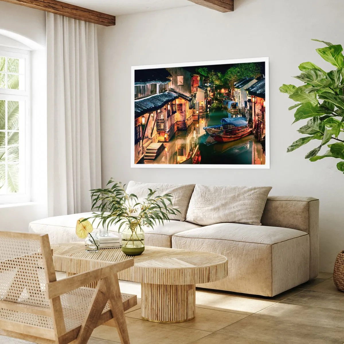 Poster - Ein Abend auf einer chinesischen Straße - 91x61 cm