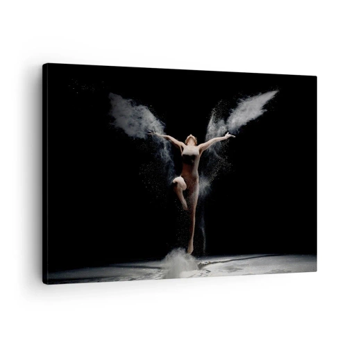 Bild auf Leinwand - Leinwandbild - Eine Tänzerin in Bewegung mit einem auffälligen Staubeffekt auf schwarzem Hintergrund - 70x50cm - Elfen existieren - Moderne Wanddekoration für Wohnzimmer und Schlafzimmer ARTTOR