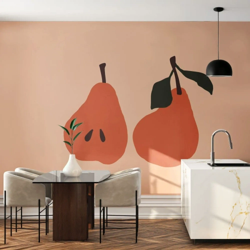 Selbstklebende Fototapete Deluxe Sticker - Pure Süße - Birne, Obst, Minimalistisch - 250x175 cm