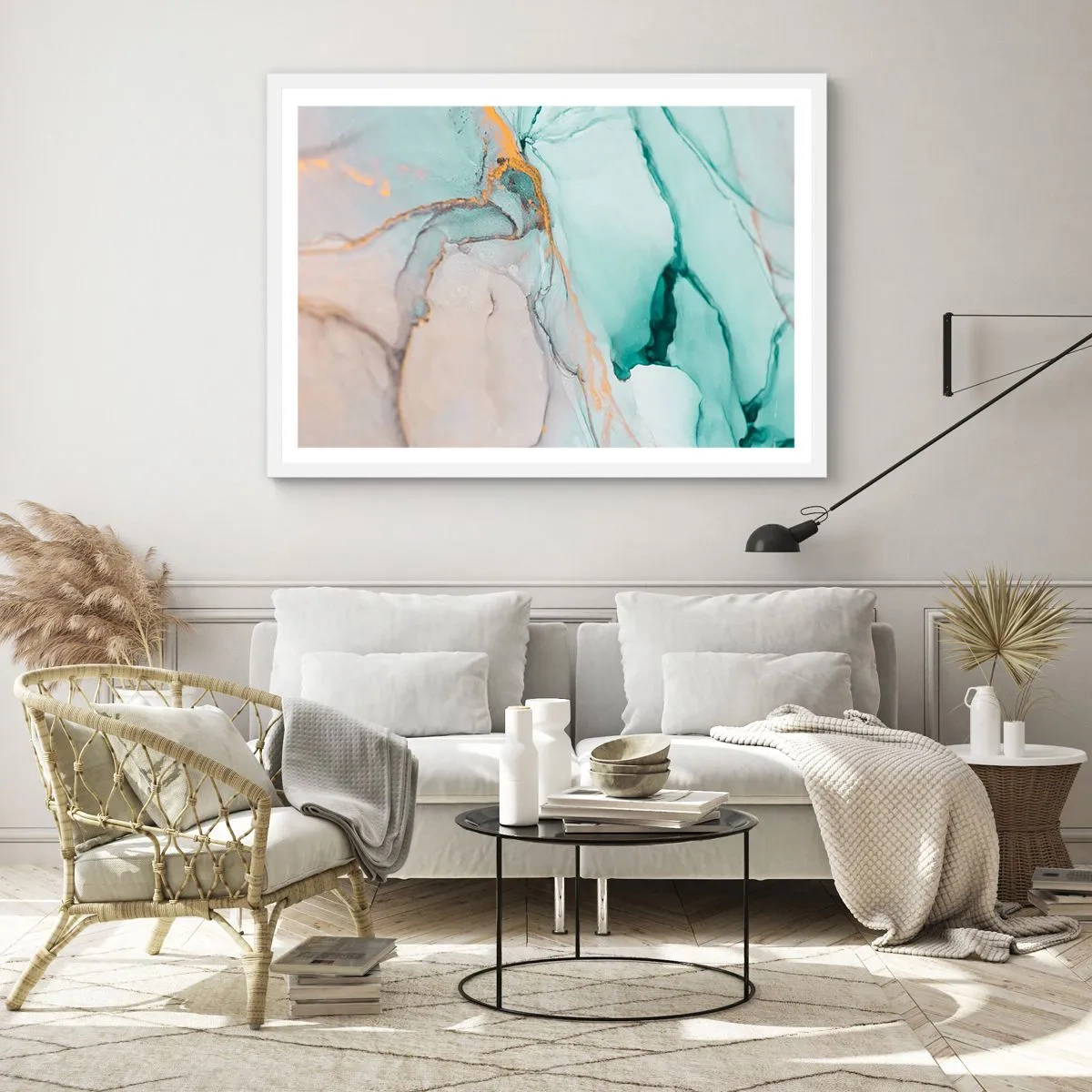 Poster in einem weißen Rahmen - Ein Tanz der Formen und Farben - 100x70 cm