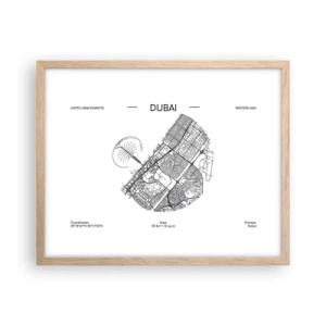 Poster in einem Rahmen aus heller Eiche - Anatomie von Dubai - 50x40 cm