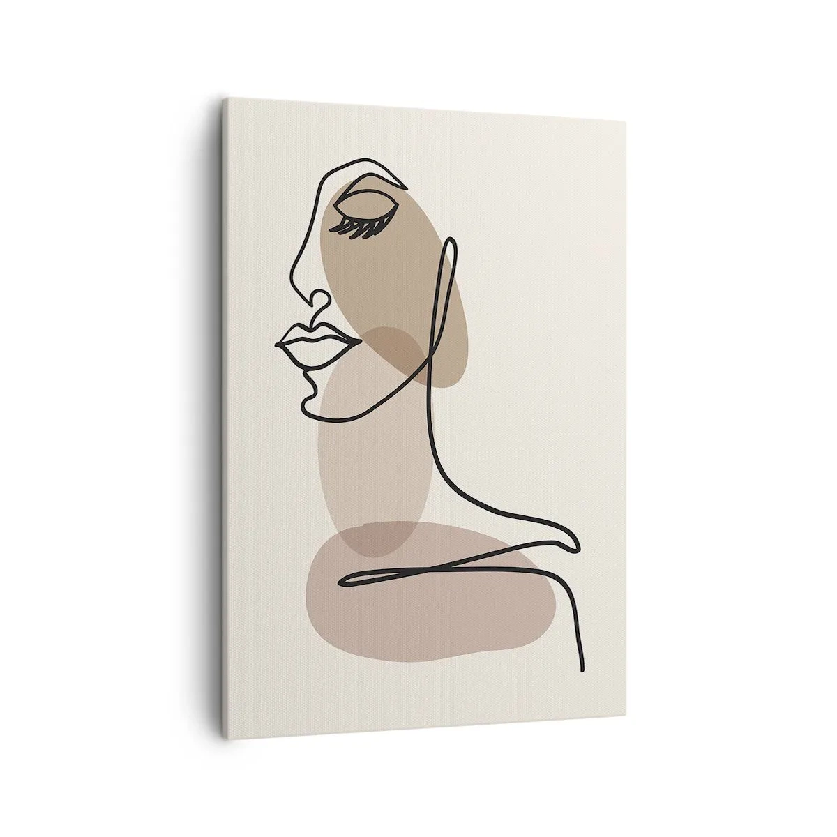 Bild auf Leinwand - Leinwandbild - Ein weibliches Profil im minimalistischen Line-Art-Stil - 50x70cm - Eine gewisse Linie der Schönheit - Moderne Wanddekoration für Wohnzimmer und Schlafzimmer ARTTOR