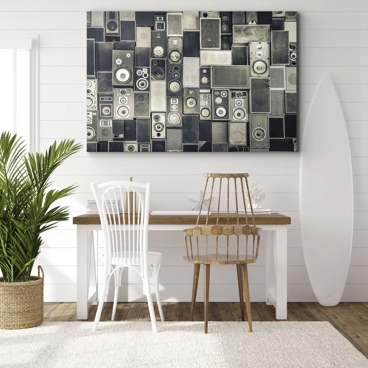 Bild auf Leinwand - Leinwandbild - Lautsprecherkollektion im Retro-Stil - 120x80cm - Und es ist alles in Ordnung - Moderne Wanddekoration für Wohnzimmer und Schlafzimmer ARTTOR
