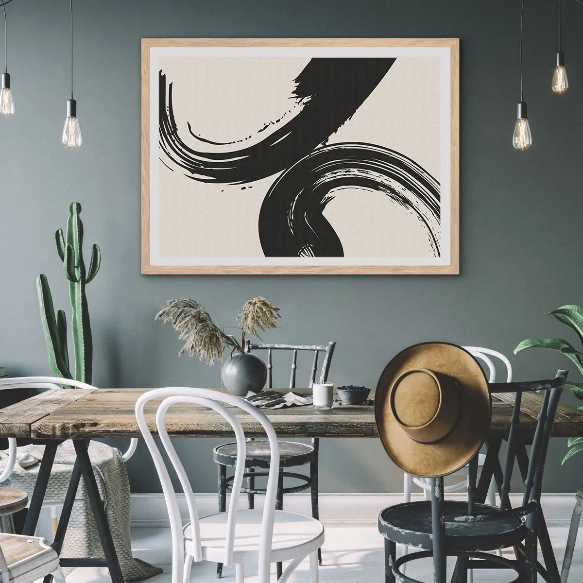 Poster in einem Rahmen aus heller Eiche - Ausladend und kreisförmig - 40x30 cm