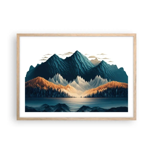 Poster in einem Rahmen aus heller Eiche - Perfekte Berglandschaft - 70x50 cm