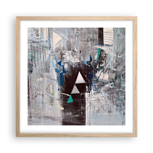 Poster in einem Rahmen aus heller Eiche - Überschreibende Reihenfolge der Dreiecke - 50x50 cm