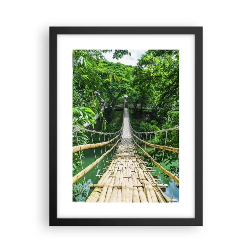 Poster in einem schwarzem Rahmen - Monkey Bridge über das Grün - 30x40 cm