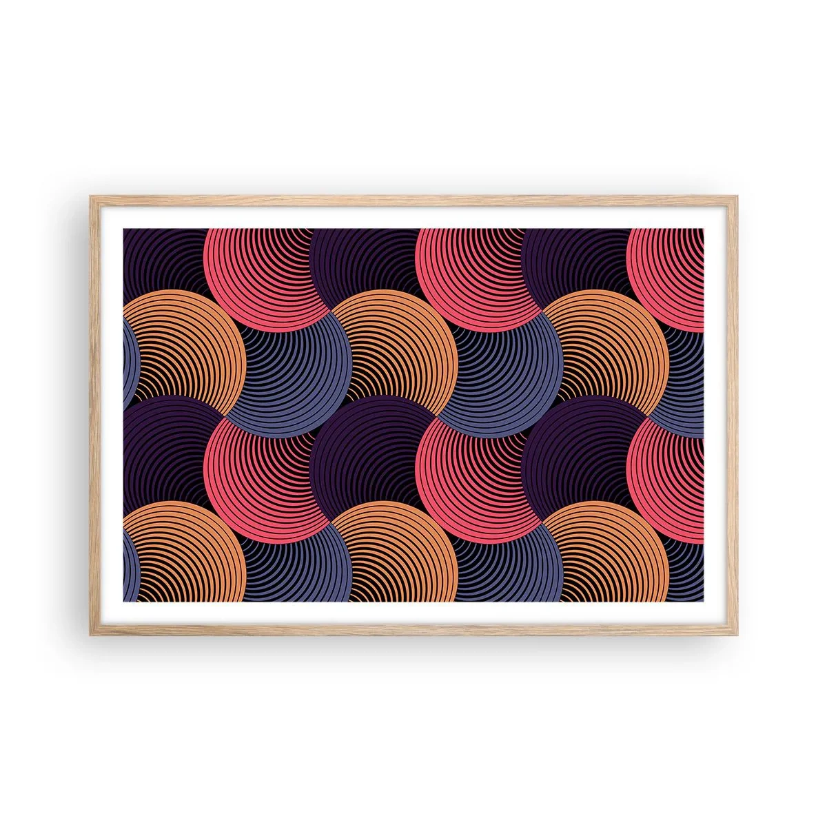 Poster in einem Rahmen aus heller Eiche - Im kreisenden Rhythmus - 91x61 cm