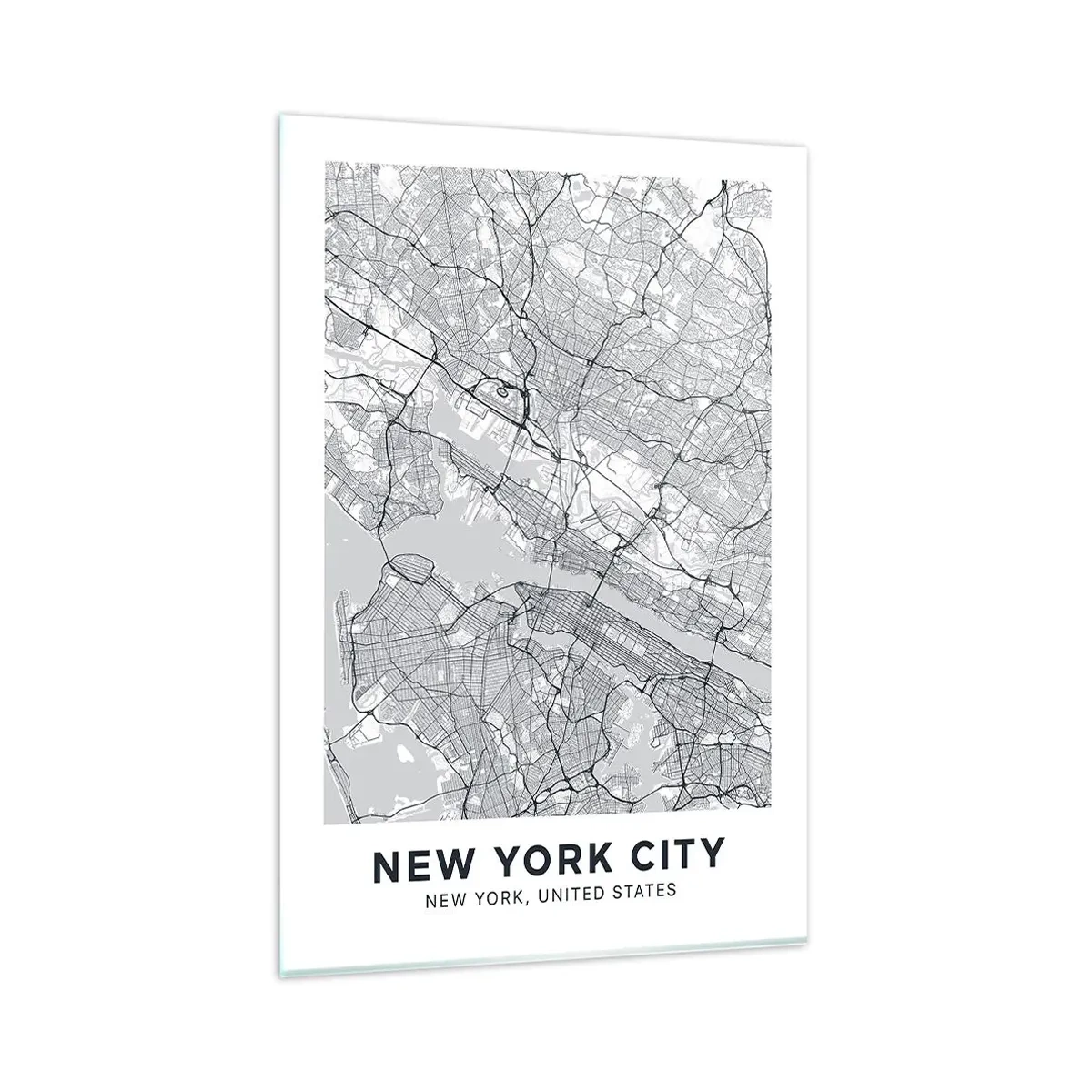 Glasbild - Bild auf glas - Ein Stadtplan im minimalistischen Stil auf grauem Hintergrund - 80x120cm - Die Anatomie einer Metropole - Moderne Wanddekoration für Wohnzimmer und Schlafzimmer ARTTOR