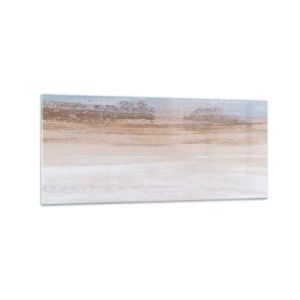 Glasbild - Bild auf glas - Eine subtile Landschaft in Pastelltönen von Blau und Beige - 120x50cm - Mehrdeutige Landschaft - Moderne Wanddekoration für Wohnzimmer und Schlafzimmer ARTTOR