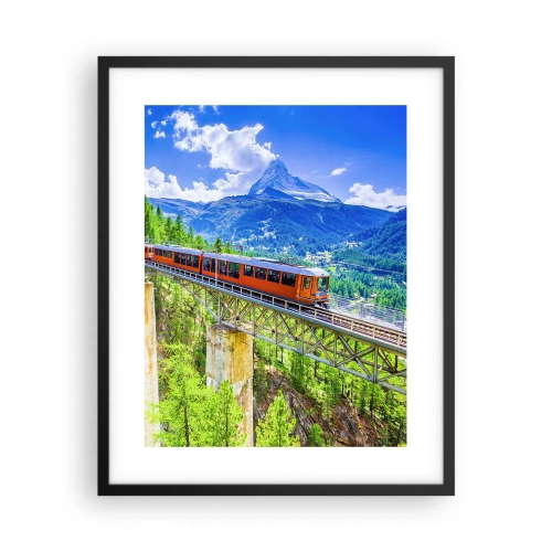 Poster in einem schwarzem Rahmen - Jetzt sind Alpen dran - 40x50 cm