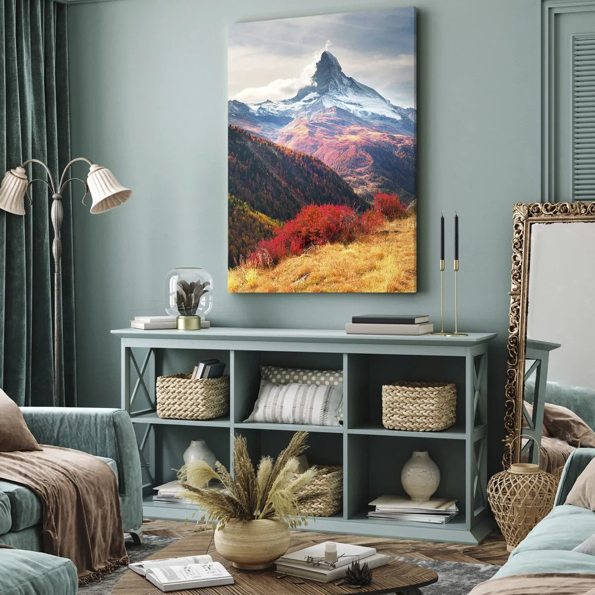 Bild auf Leinwand - Leinwandbild - Alpenherbst - 55x100 cm