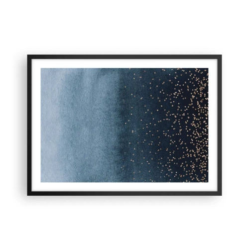 Poster in einem schwarzem Rahmen - Blaue Farbverläufe mit dezenten Goldakzenten - 70x50cm - Komposition - blaue Phasen - Moderne Wanddekoration für Wohnzimmer und Schlafzimmer ARTTOR