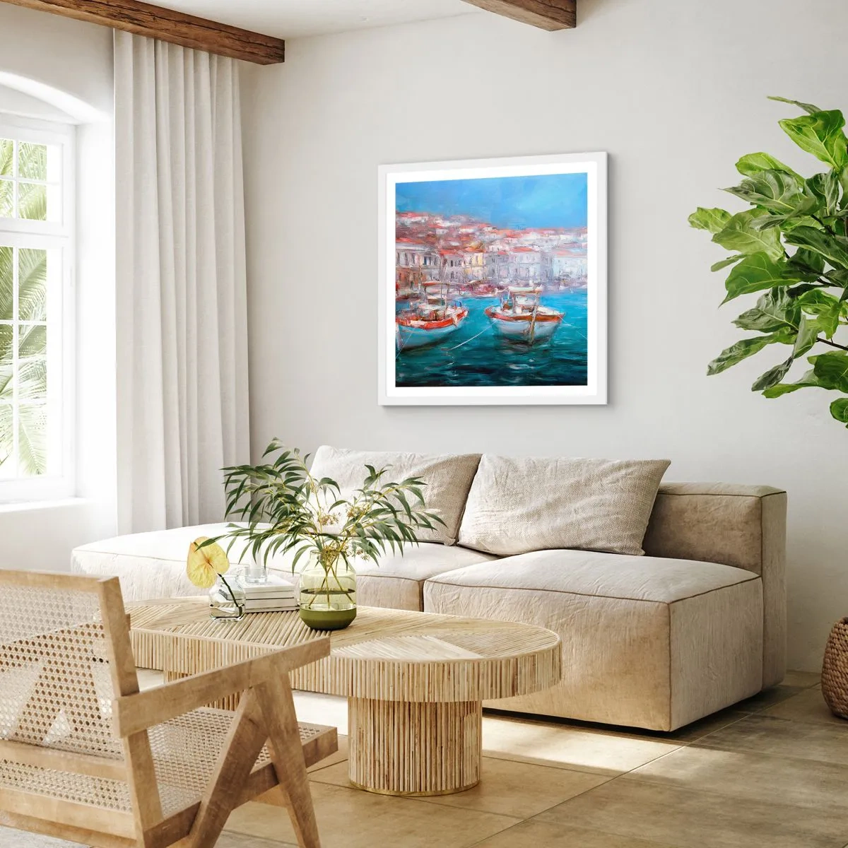 Poster in einem weißen Rahmen - Italienische Bucht - 60x60 cm