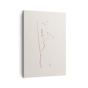 Bild auf Leinwand - Leinwandbild - Eine subtile Strichzeichnung einer Silhouette vor einem hellen Hintergrund - 50x70cm - Die Form des Verlangens - Moderne Wanddekoration für Wohnzimmer und Schlafzimmer ARTTOR