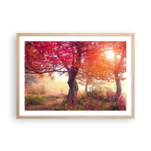 Poster in einem Rahmen aus heller Eiche - Blühende Raserei - 70x50 cm