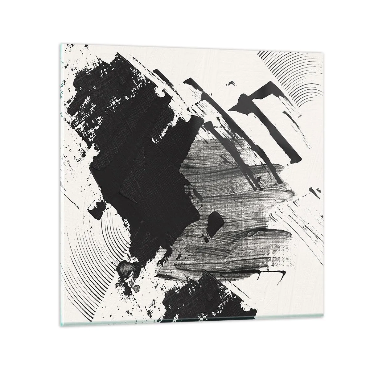 Glasbild - Bild auf glas - Abstraktion – Ausdruck von Schwarz - 30x30 cm