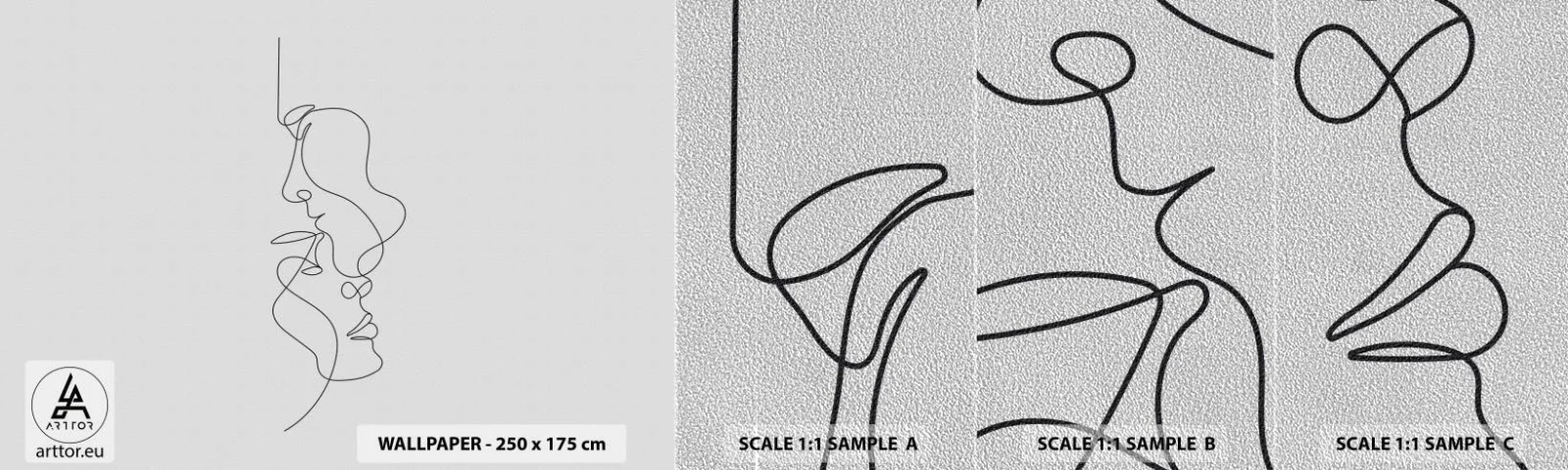 Fototapeten Muster Premium Sand - Die Hitze bitterer Begierden - Grafik, Verliebtes Pärchen, Kuss - 100x30 cm
