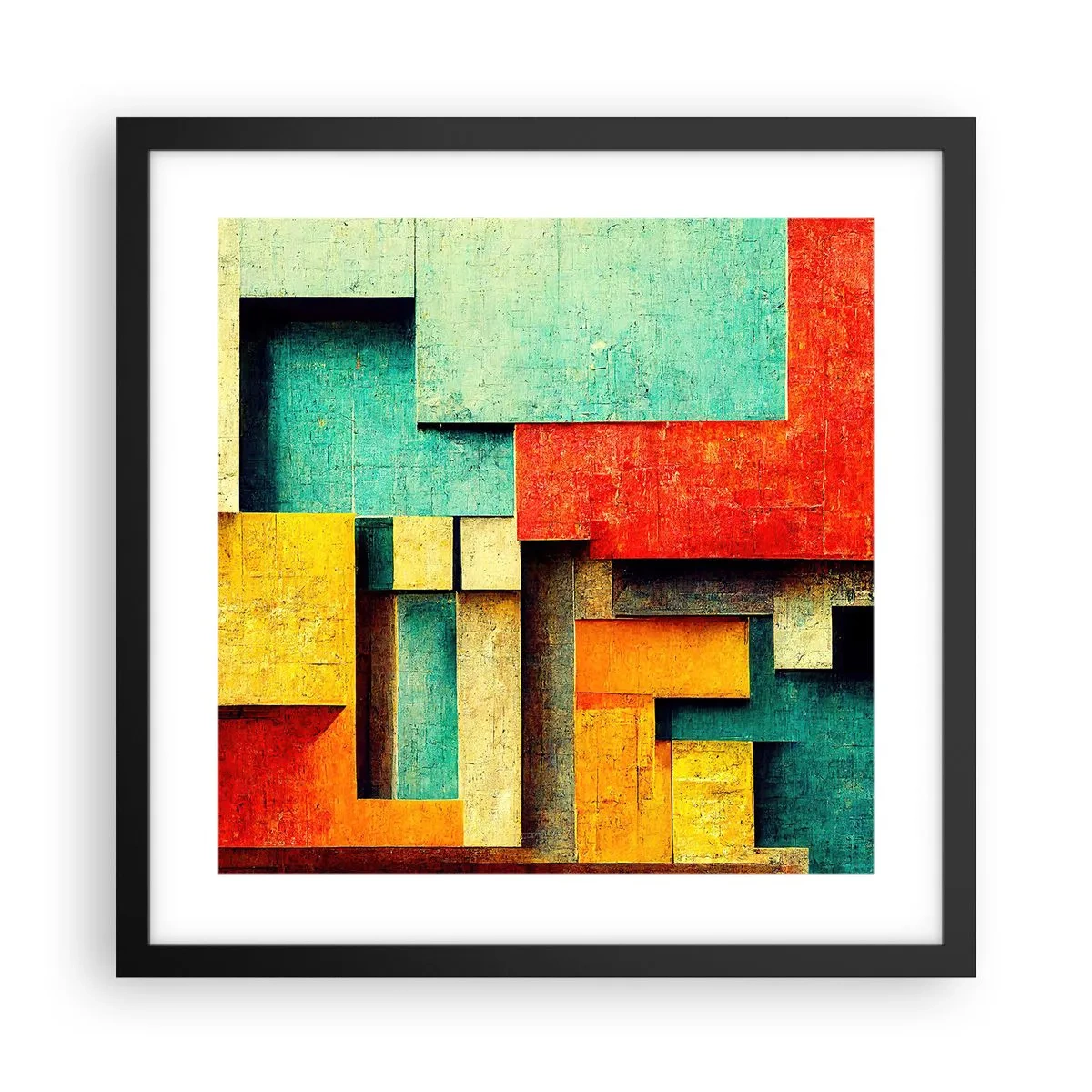 Poster in einem schwarzem Rahmen - Festival der rechten Winkel - 40x40 cm