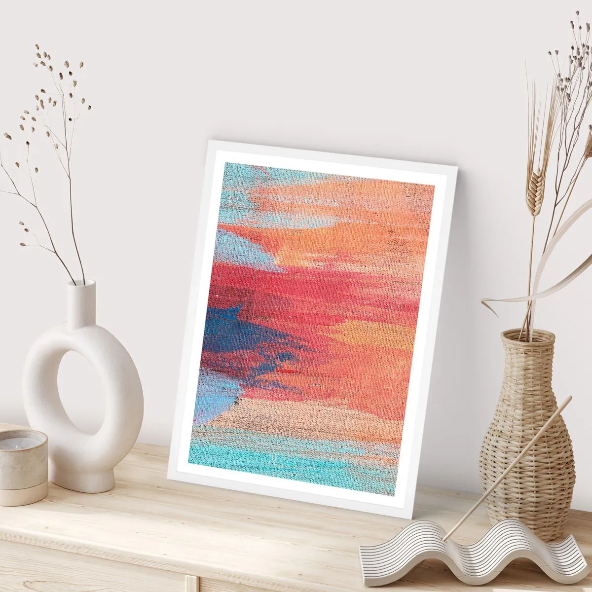 Poster in einem weißen Rahmen - Renne den Regenbogen hinunter - 30x40 cm