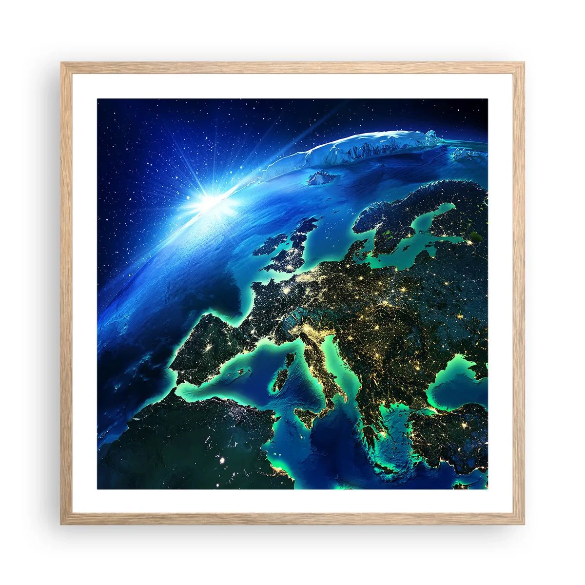 Poster in einem Rahmen aus heller Eiche - Funkelndes Europa - 60x60 cm
