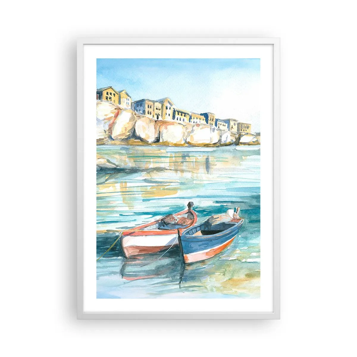 Poster in einem weißen Rahmen - Landschaft in Azurblau - 50x70 cm