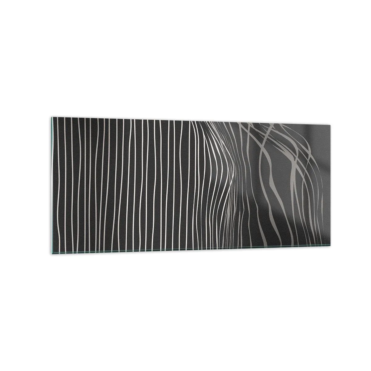 Glasbild - Bild auf glas - Weiße Linien auf dunkelgrauem Hintergrund in abstrakter Anordnung - 120x50cm - Rhythmus und Akzent - Moderne Wanddekoration für Wohnzimmer und Schlafzimmer ARTTOR