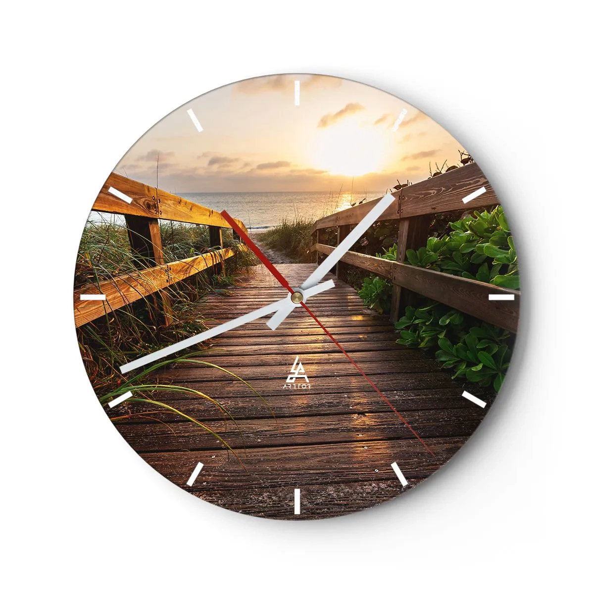 Wanduhr - Glasuhr - Und direkt ans Ufer - 30x30 cm