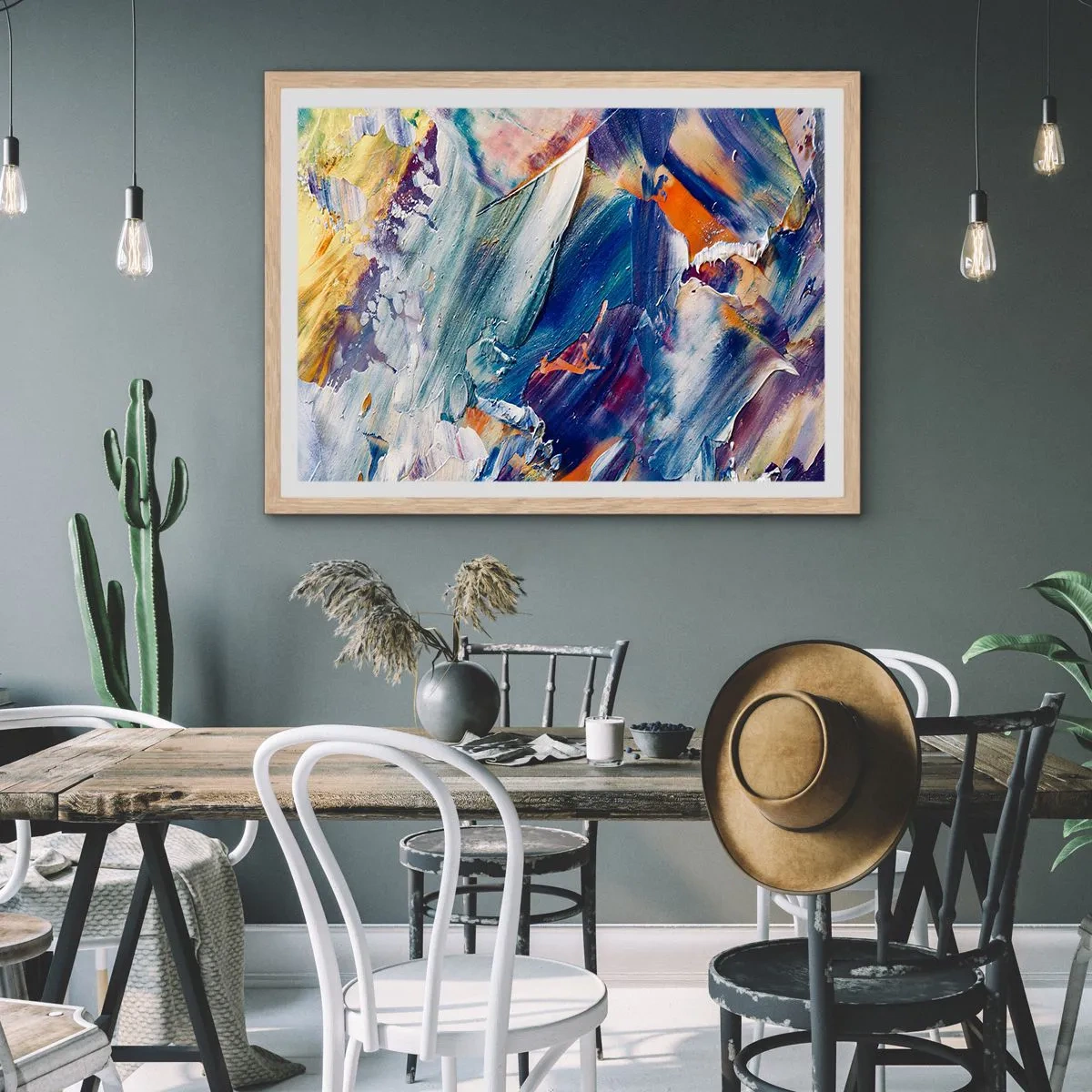 Poster in einem Rahmen aus heller Eiche - Farbverwirrung - 70x50 cm