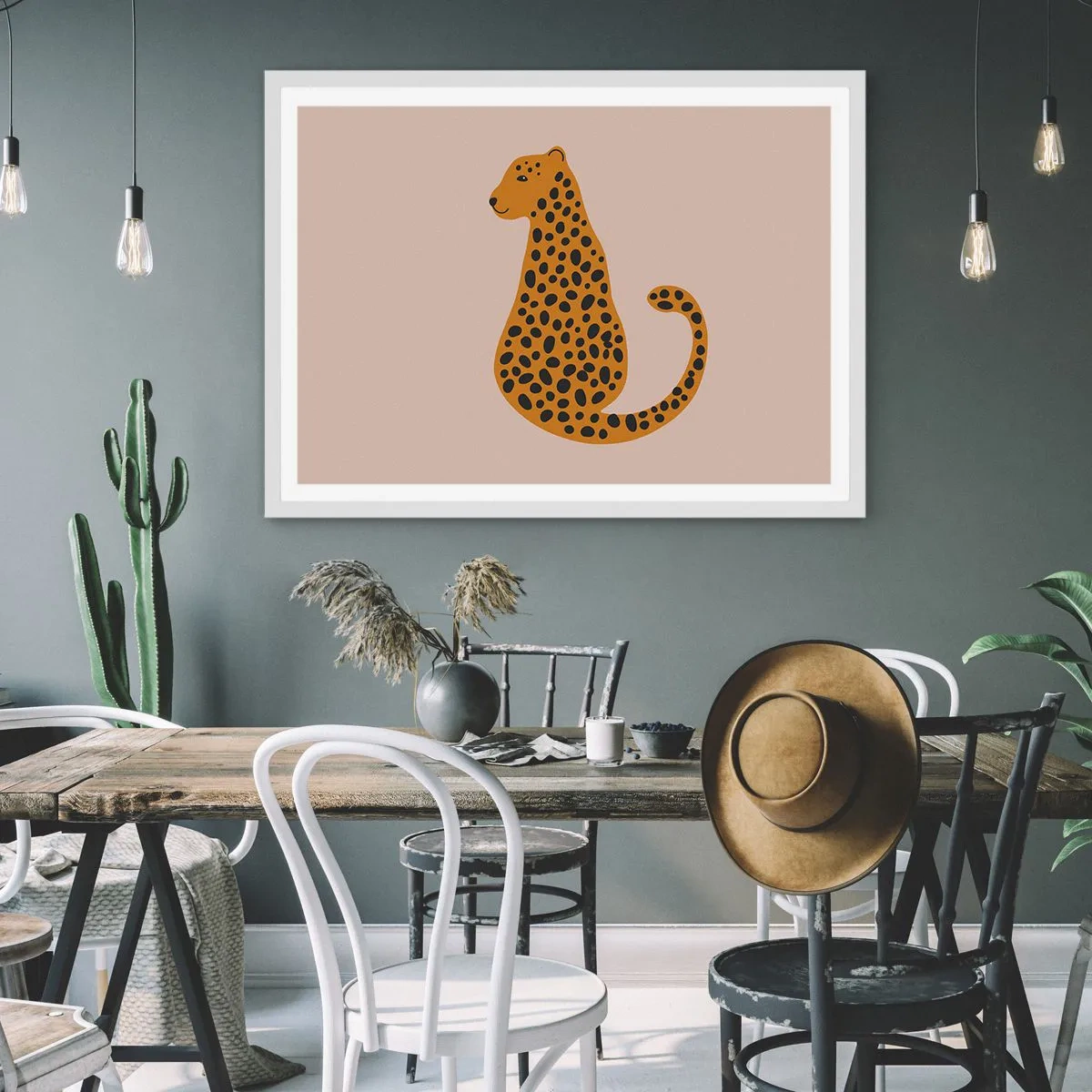Poster in einem weißen Rahmen - Leopardenmuster ist ein modisches Muster - 100x70 cm