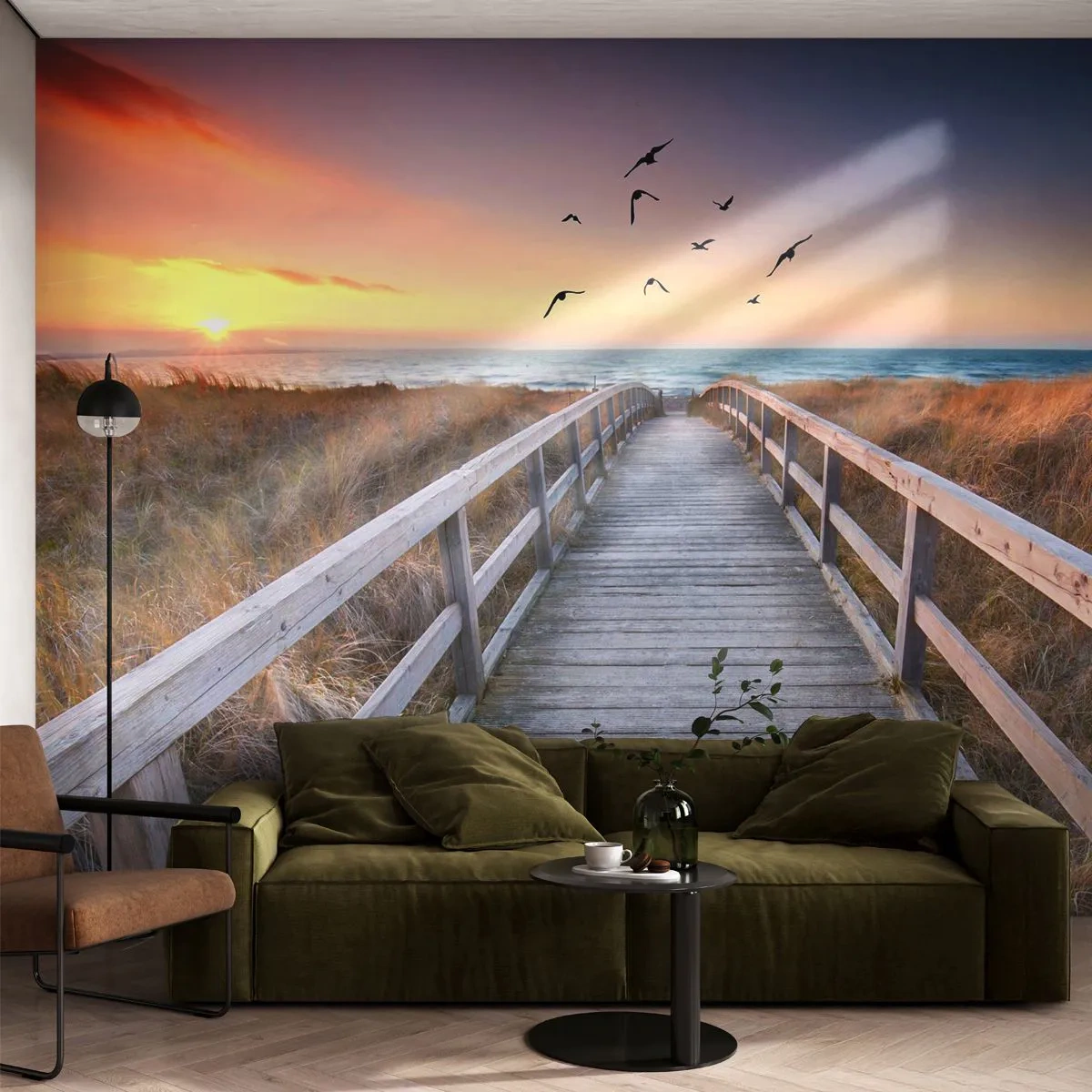 Fototapete Premium Canvas - Der Raum für Auffliegen - Landschaft, Meer, Strand - 400x280 cm