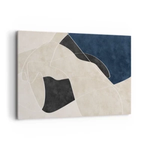 Bild auf Leinwand - Leinwandbild - Geometrische Abstraktion in Beige- und Marineblautönen - 120x80cm - Abstrakte Komposition – Farbkontrast - Moderne Wanddekoration für Wohnzimmer und Schlafzimmer ARTTOR