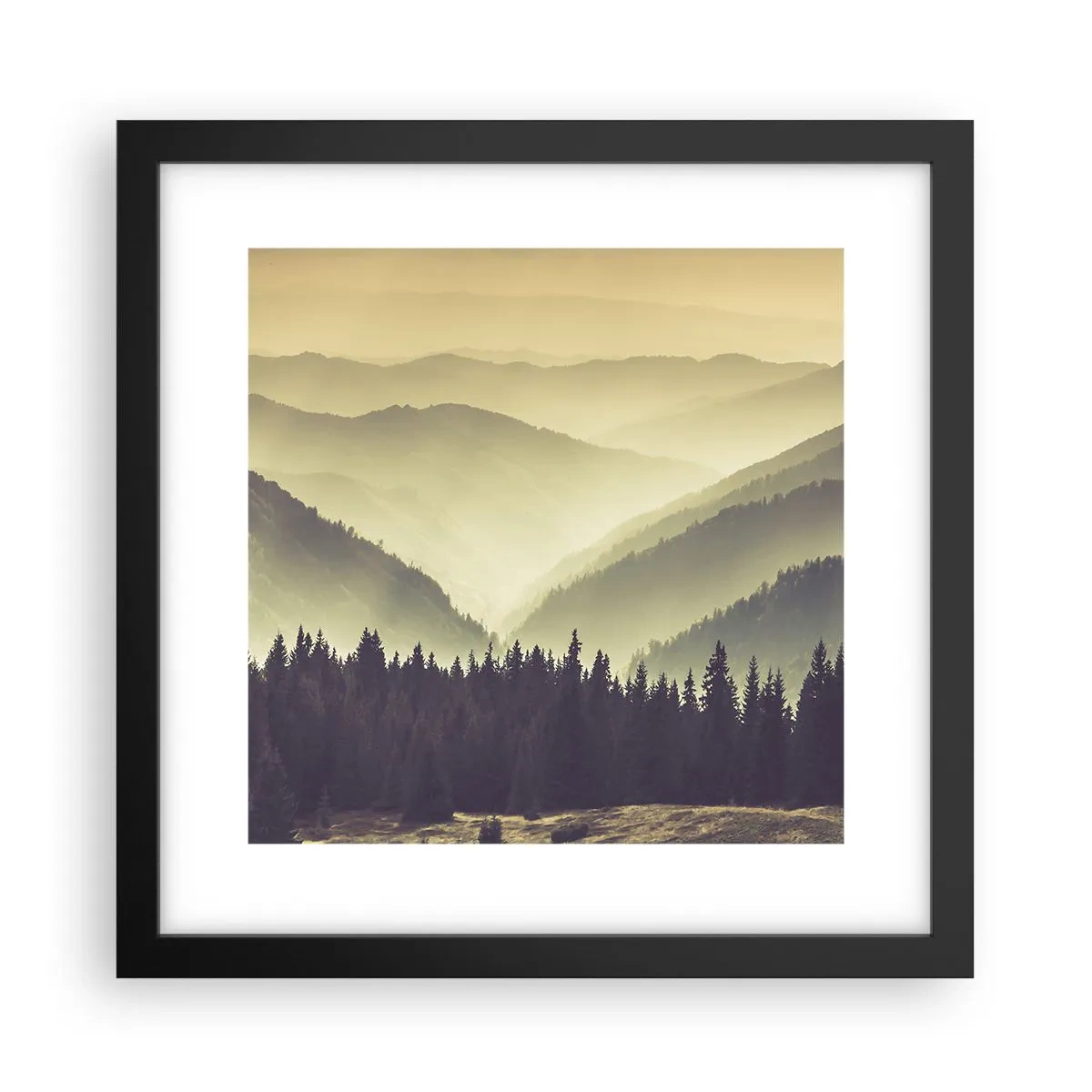 Poster in einem schwarzem Rahmen - Hinter den sieben Bergen ... - 30x30 cm