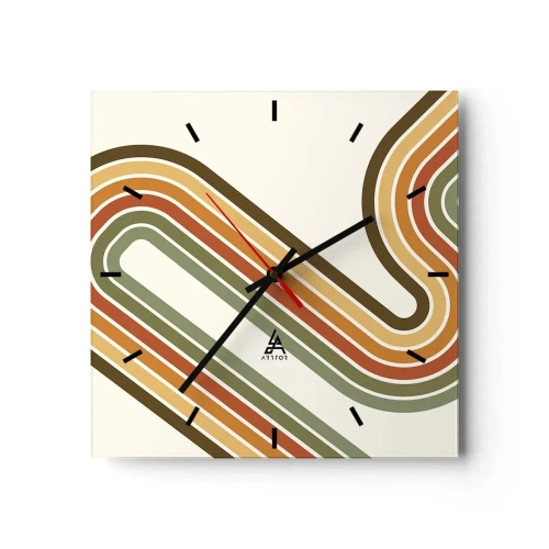 Wanduhr - Glasuhr - Zickzack zum Ziel - 40x40 cm