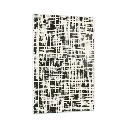 Glasbild - Bild auf glas - Ein geometrisches Muster, das einem Gitter auf hellem Hintergrund ähnelt - 70x100cm - Gewebte Komposition - Moderne Wanddekoration für Wohnzimmer und Schlafzimmer ARTTOR