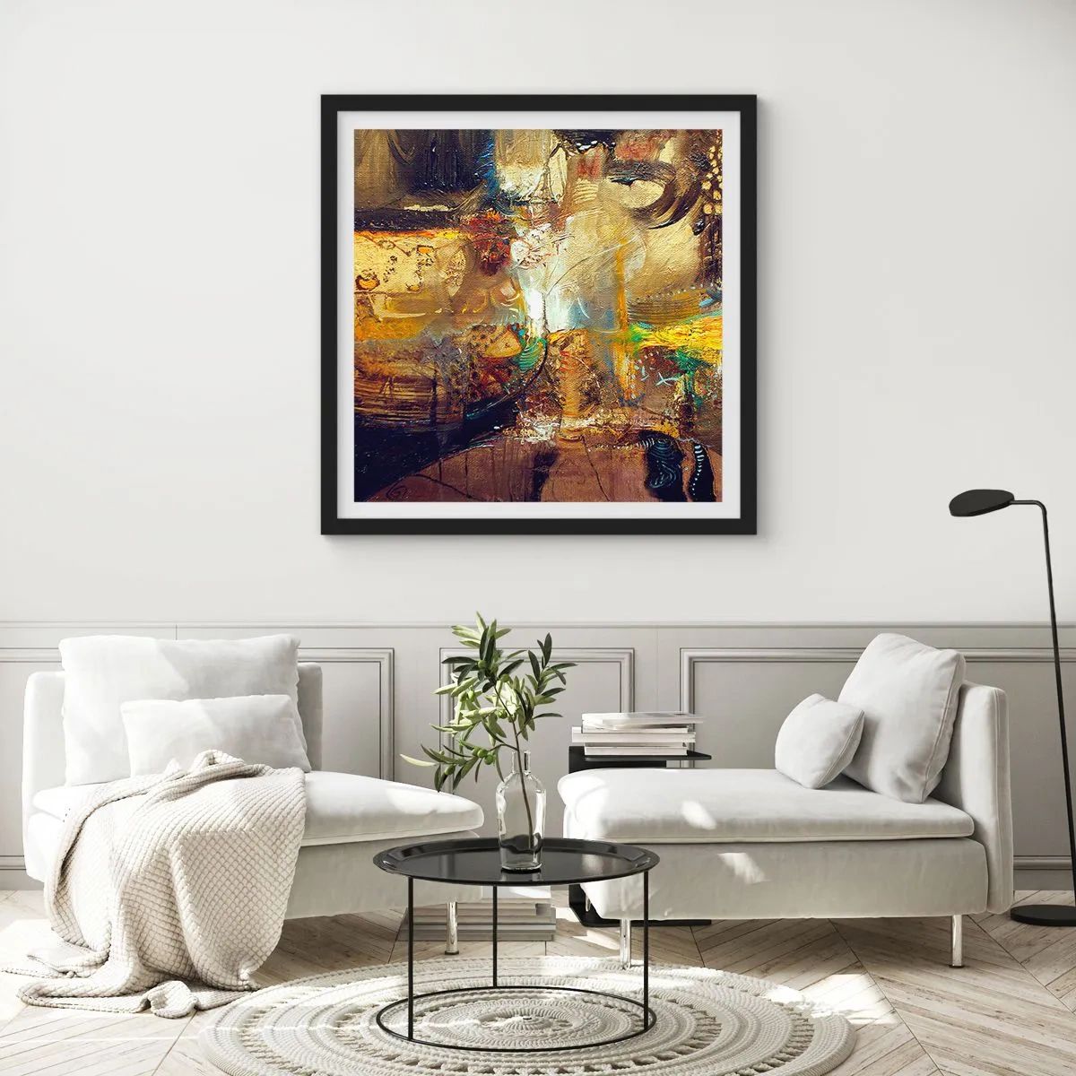 Poster in einem schwarzem Rahmen - Kalt, wärmer, heiß - 50x50 cm