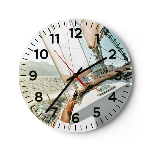Wanduhr - Glasuhr - Unter vollen Segeln - 30x30 cm