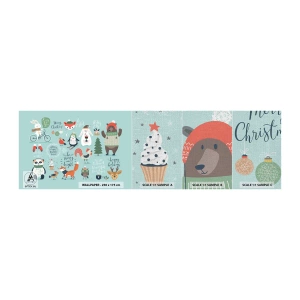 Fototapeten Muster Premium Canvas - Möge es immer Weihnachten sein! - Für Kinder, Winter, Glückliche Tiere - 100x30 cm