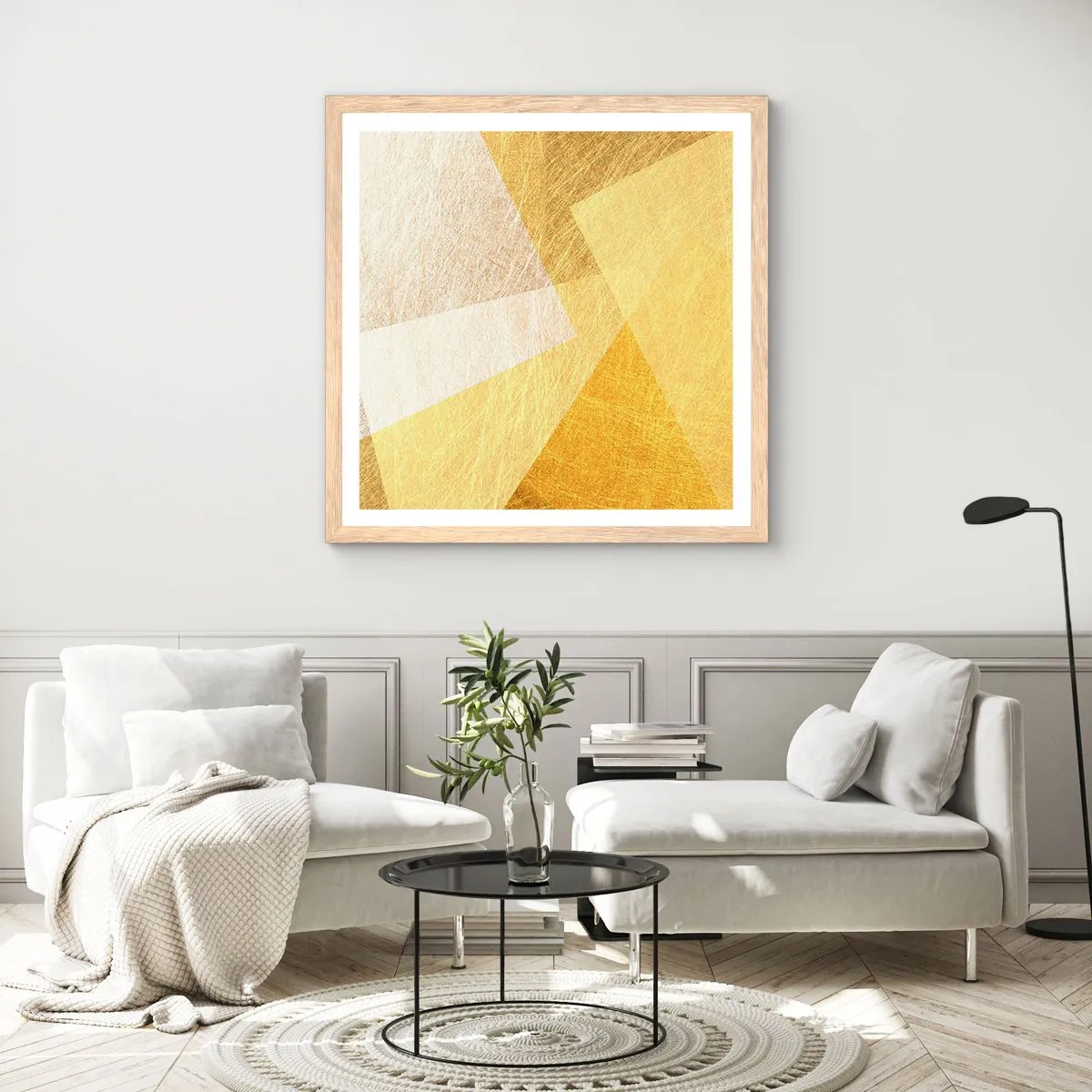 Poster in einem Rahmen aus heller Eiche - Geometriewetter - 60x60 cm