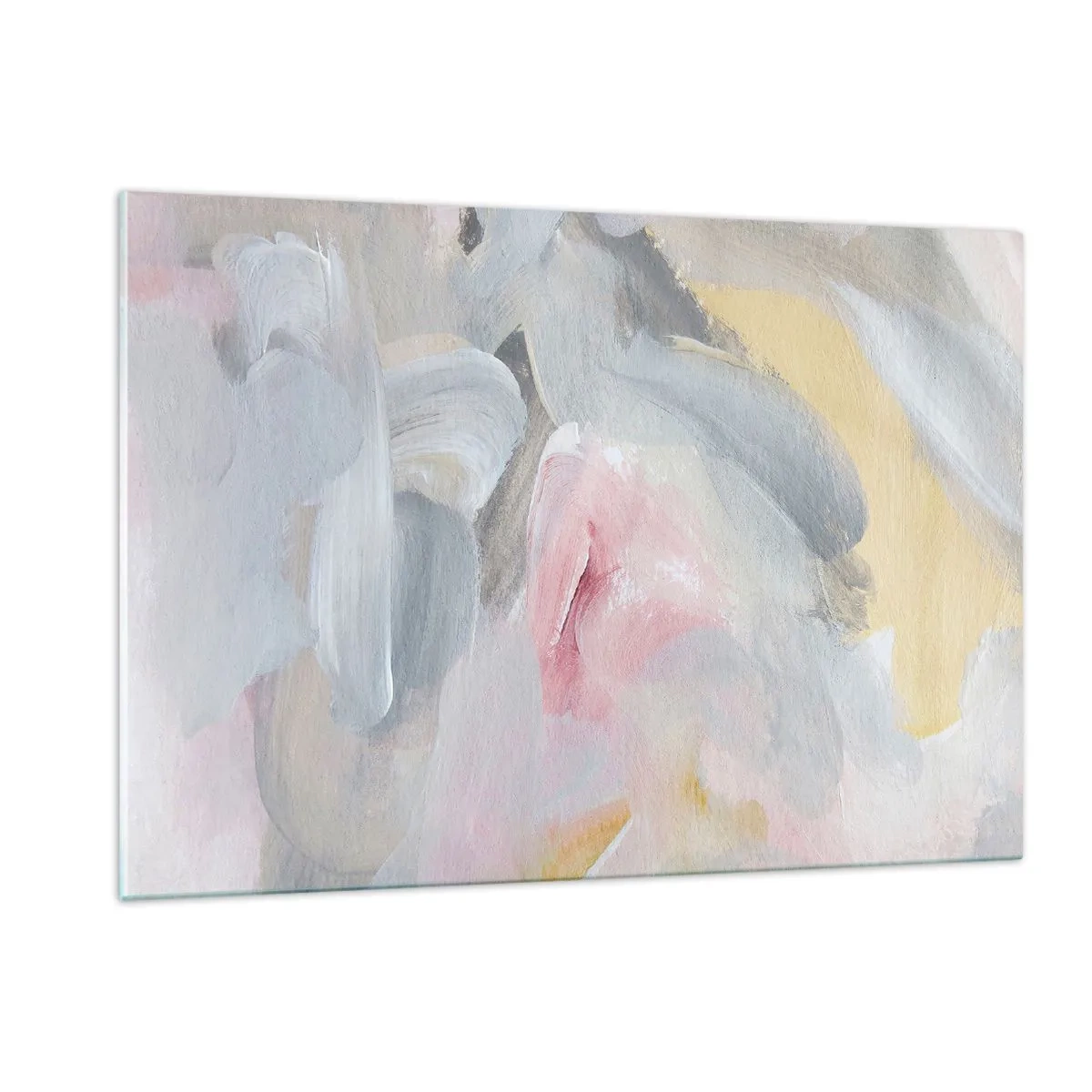 Glasbild - Bild auf glas - Abstrakte Komposition in Pastellfarben - 120x80cm - In einer Pastellwelt - Moderne Wanddekoration für Wohnzimmer und Schlafzimmer ARTTOR