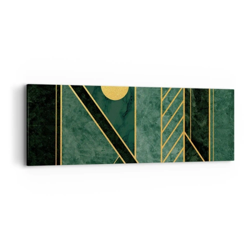 Bild auf Leinwand - Leinwandbild - Dynamik von Gold und Azurblau - 90x30 cm