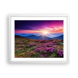 Poster in einem weißen Rahmen - Kräuter dufteten nach frischen Trauben von den Feldern - 50x40 cm