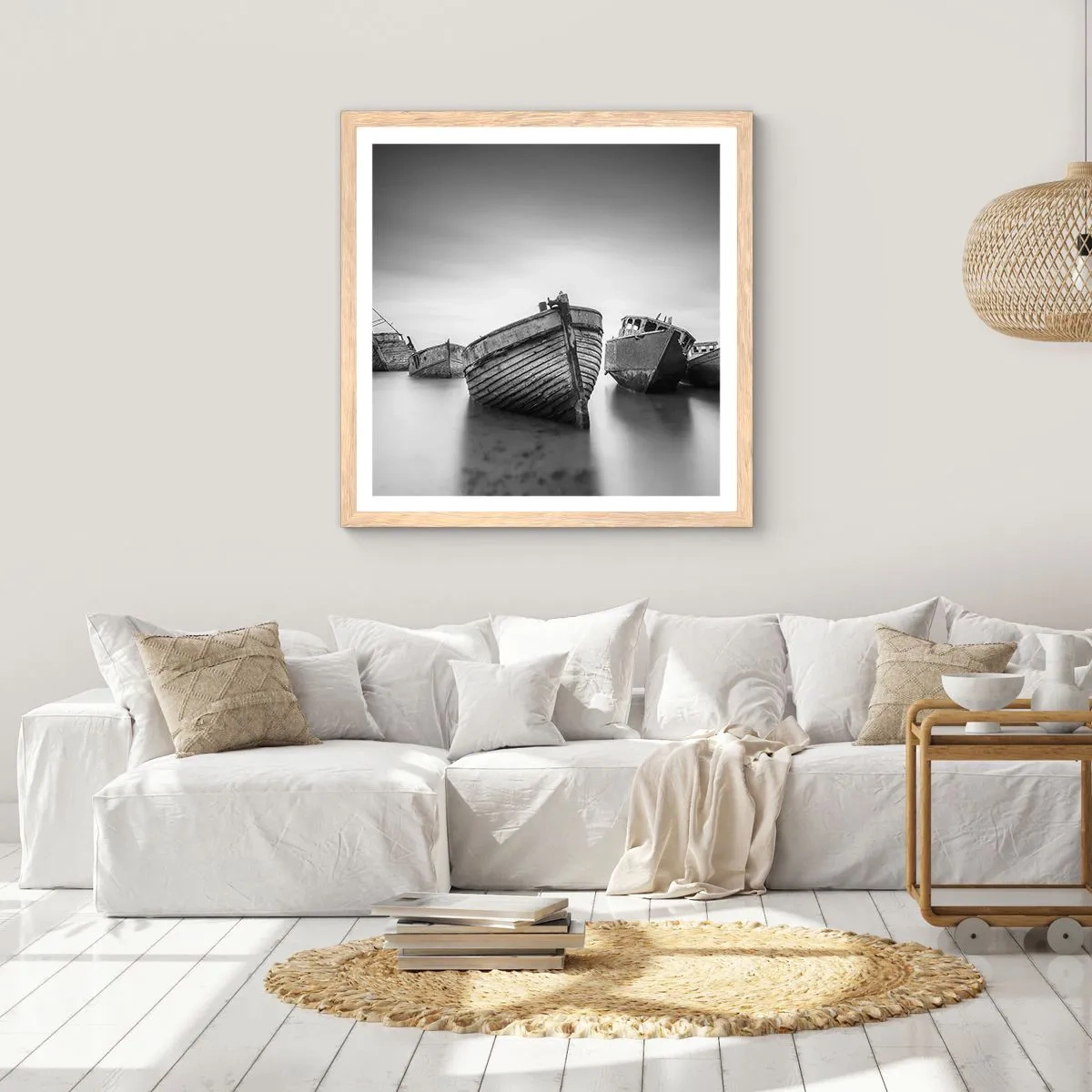 Poster in einem Rahmen aus heller Eiche - Nur Erinnerungen ... - 60x60 cm