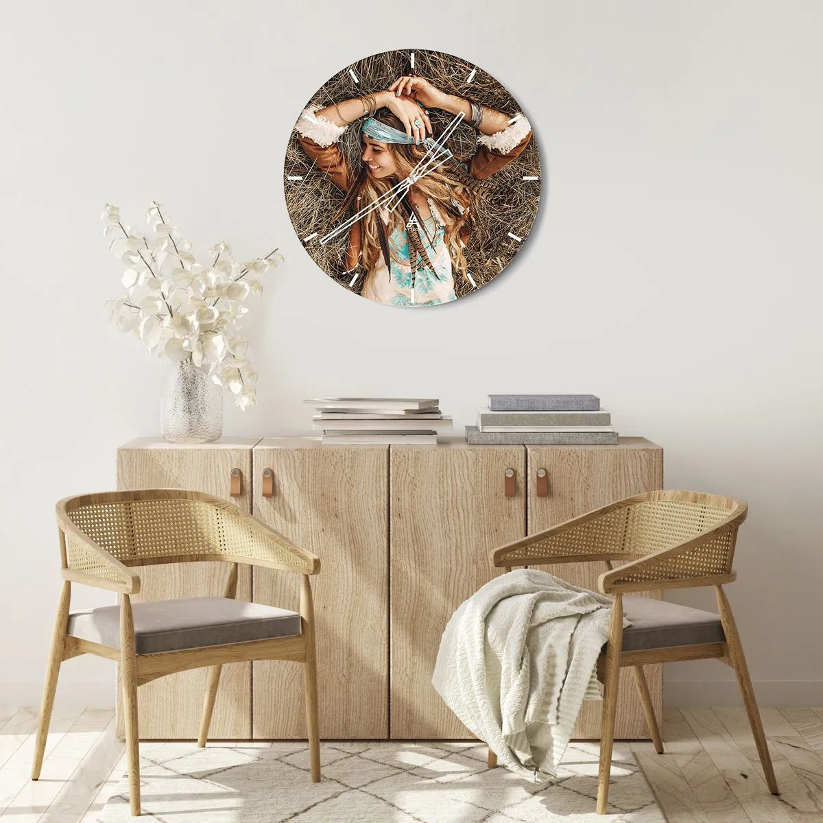 Wanduhr - Glasuhr - Auf dem Weg in den Sommer der Liebe - 30x30 cm